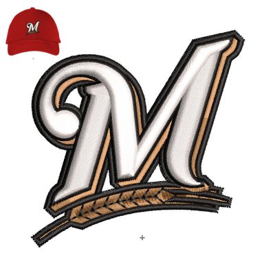 Milwaukee Brewers 3d puff Embroidery logo for Cap.