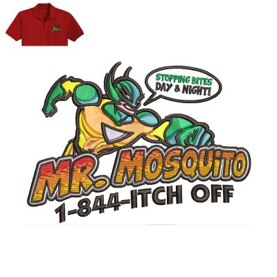 Mr mosquito Embroidery logo for Polo Shirt.