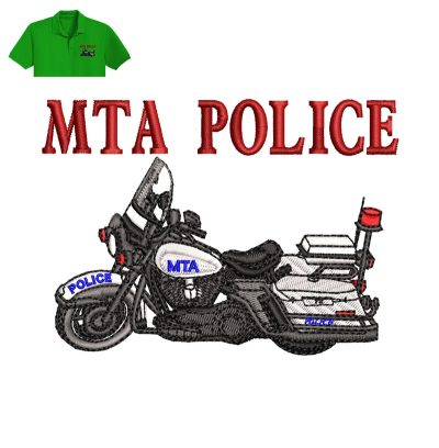 MTA Police Motorcycle Embroidery logo for polo shirt.