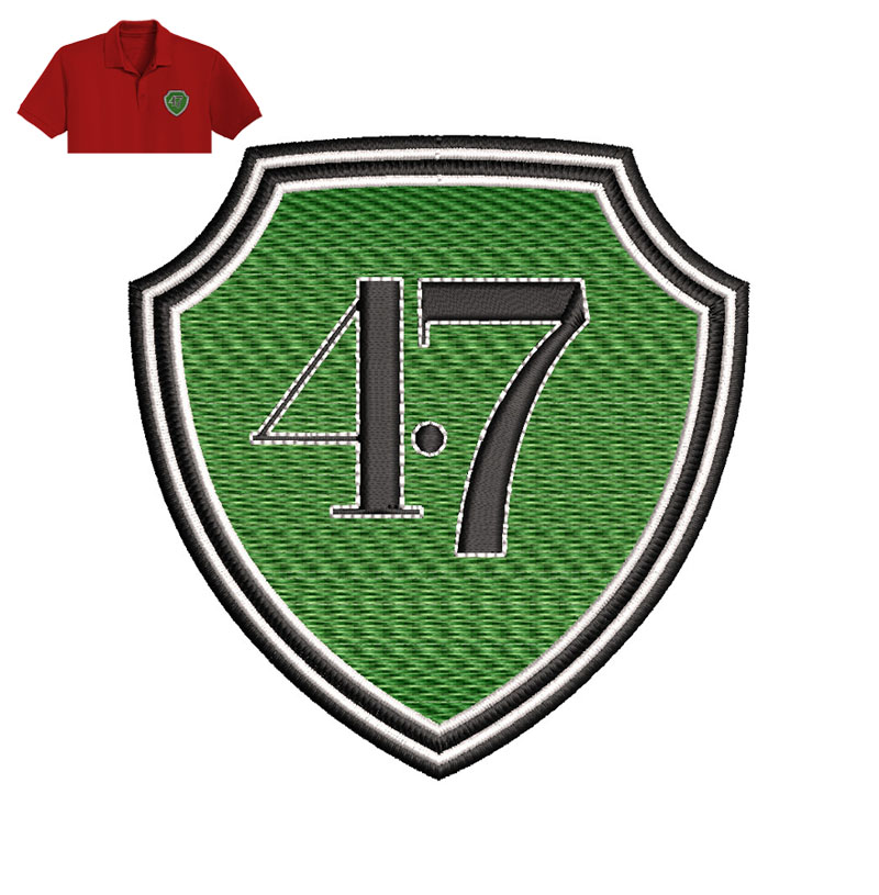 Patch 47 Embroidery logo for Polo Shirt.