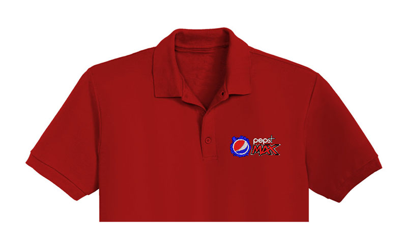Pepsi Max Embroidery logo for polo shirt.