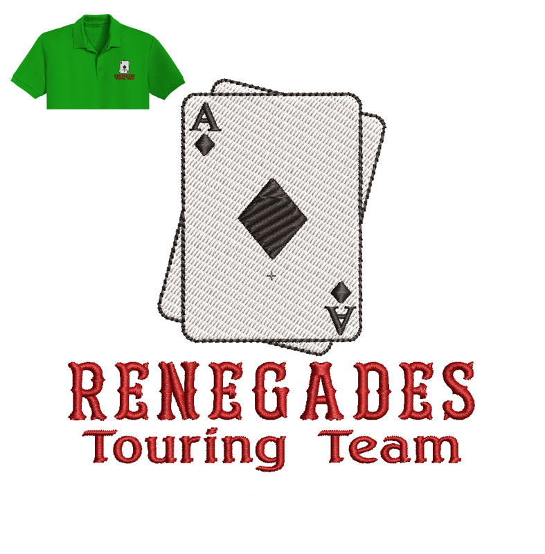 Renegades Touring Team Embroidery logo for polo shirt.