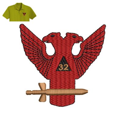 Scottish Rite Wings Embroidery logo for Polo Shirt.