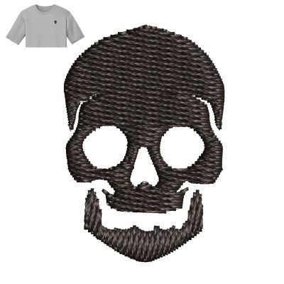 Skull Head Embroidery logo for T Shirt.