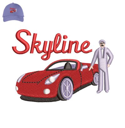Skyline Racing car Embroidery logo for Cap.