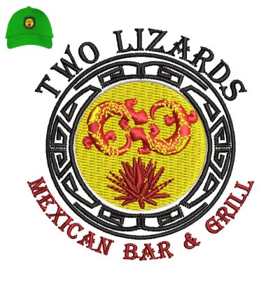 Two Lizards Embroidery logo for Cap.