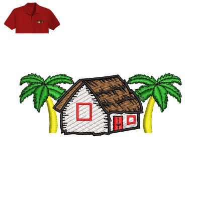 Village Scenery Embroidery logo for Polo Shirt.