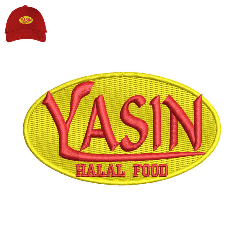 Yasin Halal Food Embroidery logo for Cap.