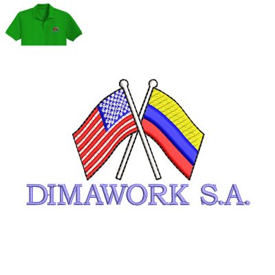America And Colombia Flag Embroidery logo for Polo Shirt.