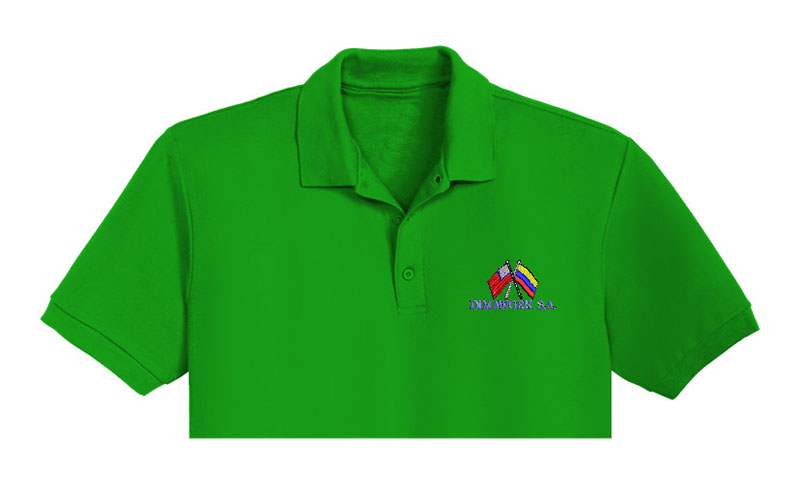 America And Colombia Flag Embroidery logo for Polo Shirt.