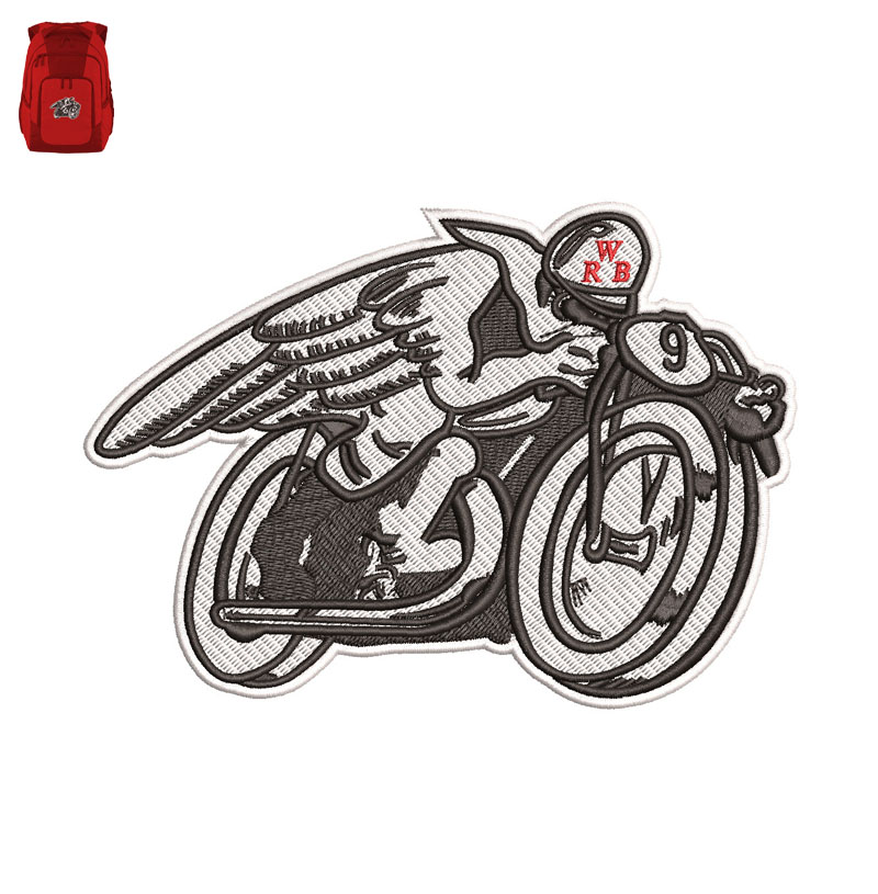 Bike Rider Embroidery logo for Bag.