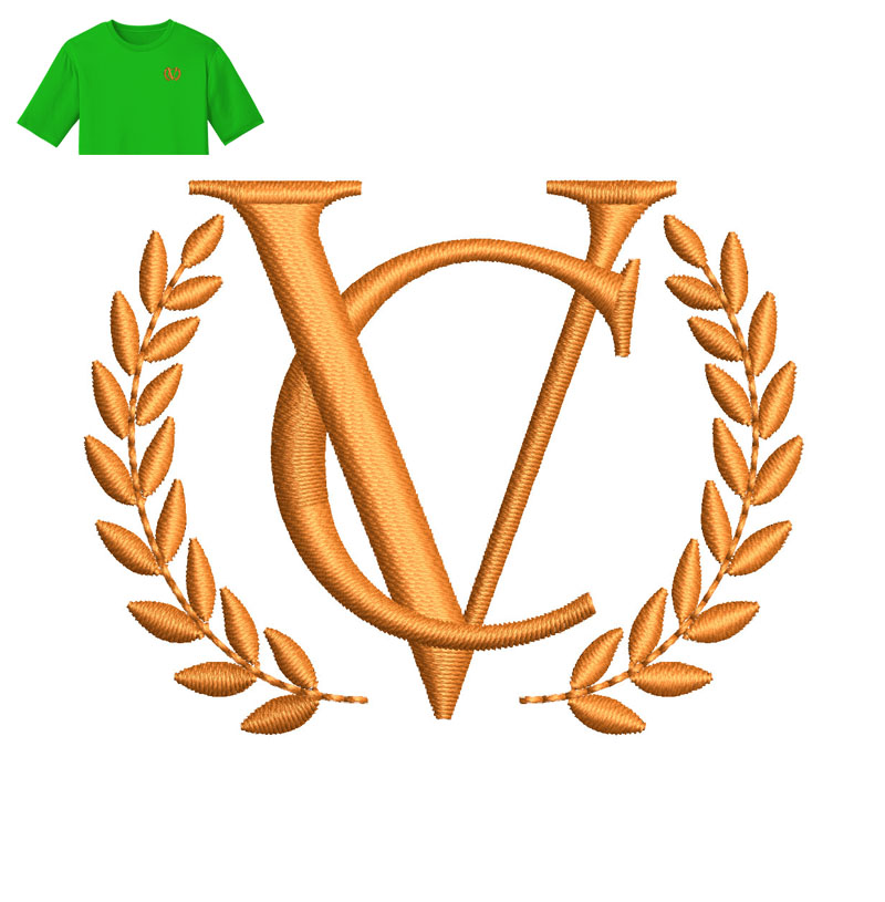 CV Monogram Embroidery logo for T Shirt.
