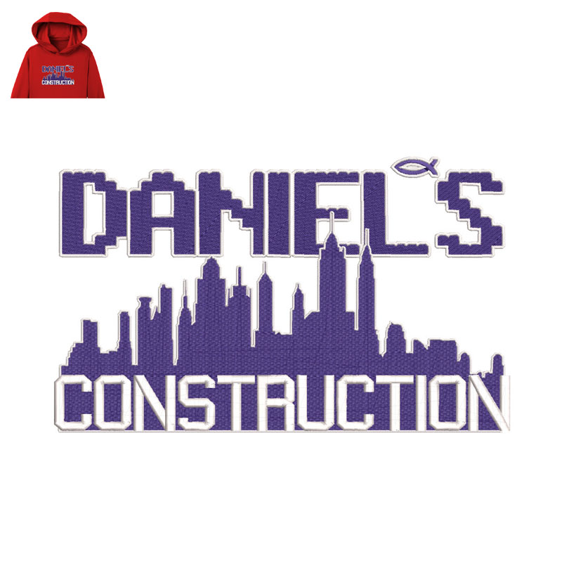 Daniels Construction Embroidery logo for Hoodie.