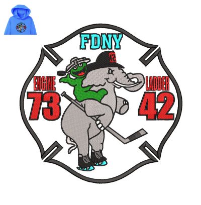 EDNY Engine Ladder Embroidery logo for Hoodie.