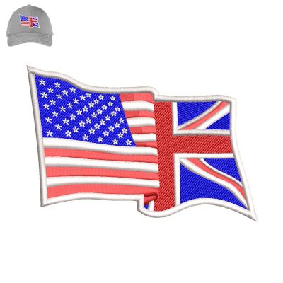 English Language Flag 3d Puff Embroidery logo for Cap.