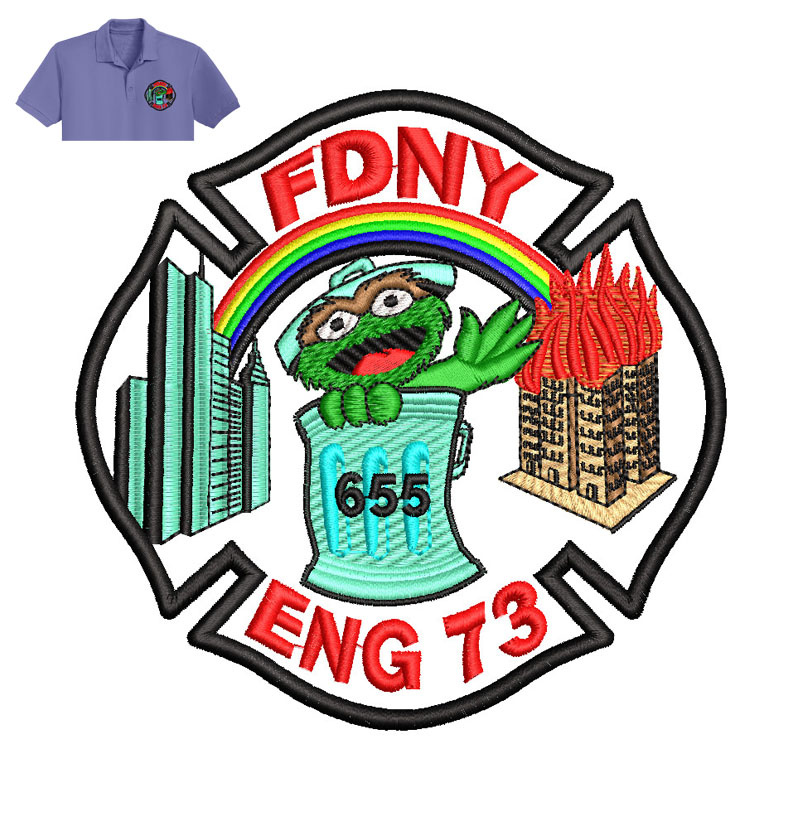 FDNY Truck Embroidery logo for Polo Shirt.