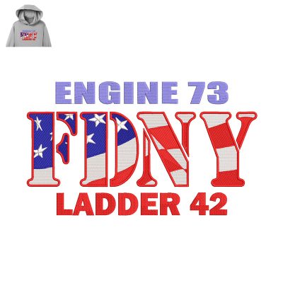 Fdny Ladder 42 Embroidery logo for Hoodie.