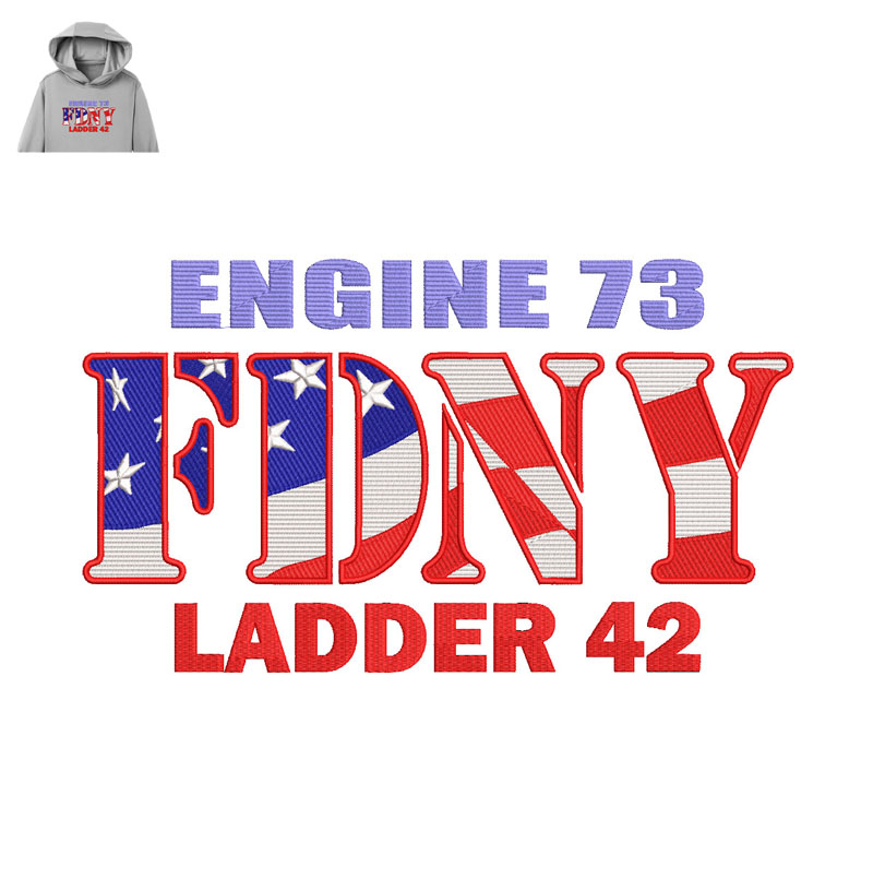 Fdny Ladder 42 Embroidery logo for Hoodie.