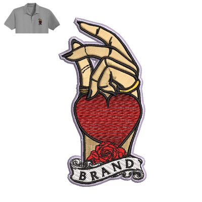 Hand And Heart Embroidery logo for Polo Shirt.