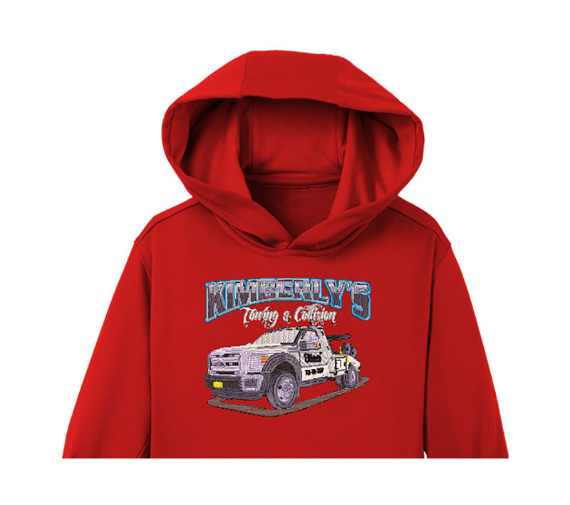 Kimberly Towing Coffision Embroidery logo for Hoodie.