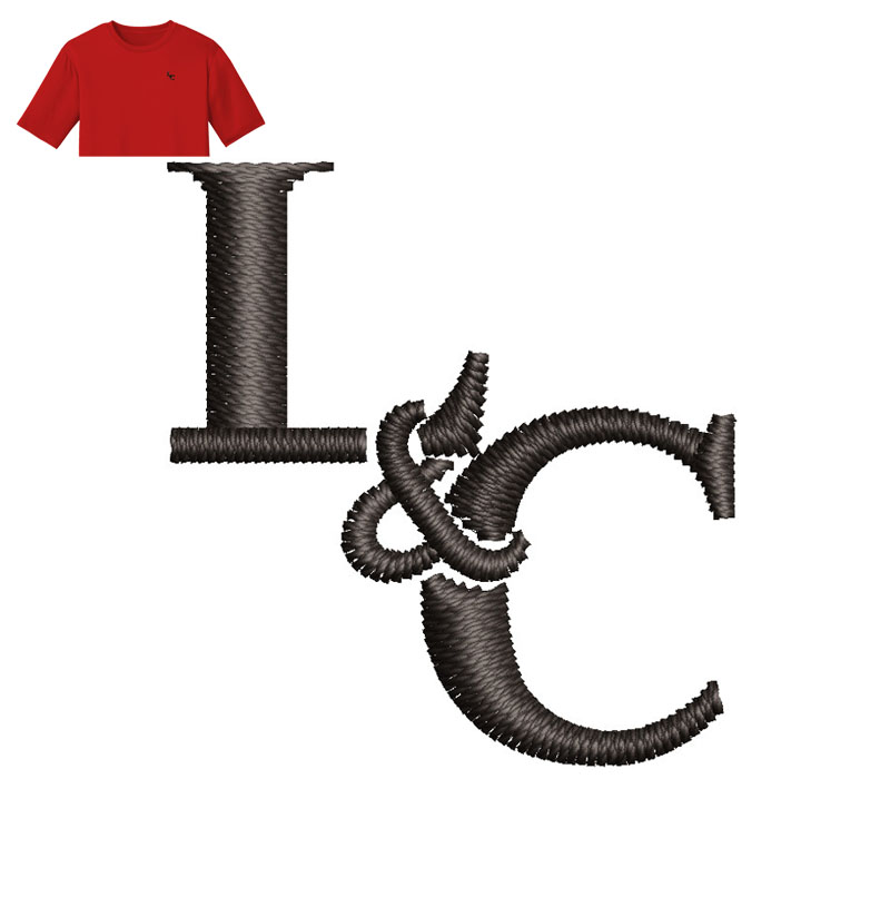 L And C Letter Embroidery logo for T Shirt.