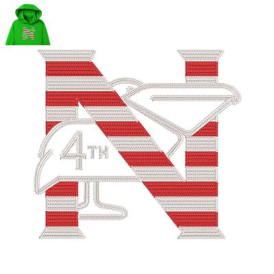 Letter N Embroidery logo for Hoodie.