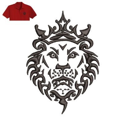 Lion Head Embroidery logo for Polo Shirt.