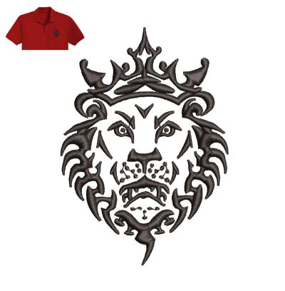 Lion Head Embroidery logo for Polo Shirt.