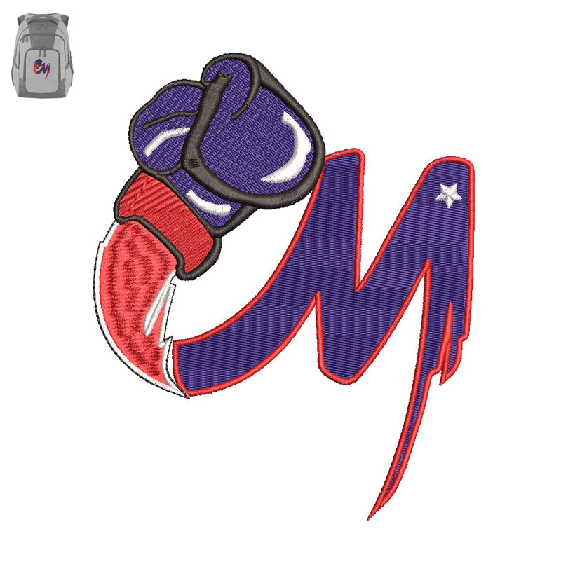 M Flag Embroidery logo for Bag.