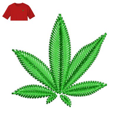 Marijuana Leaf Embroidery logo for T Shirt.