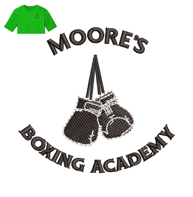 Moores Boxing Academy Embroidery logo for T Shirt.