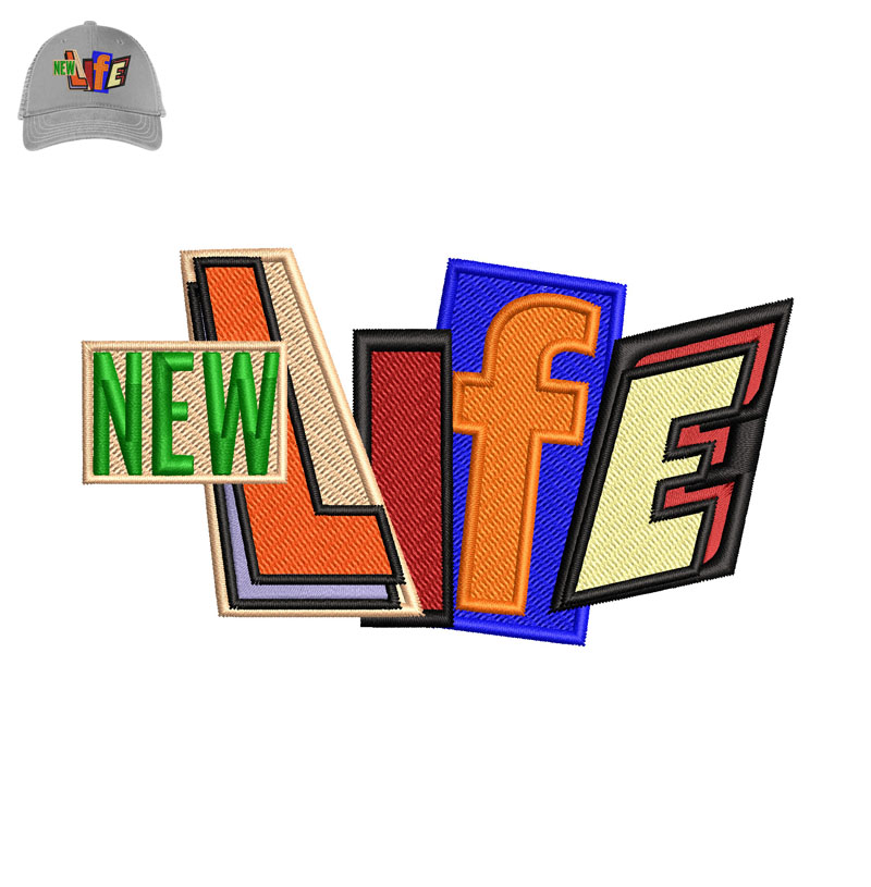 New Life 3d Puff Embroidery logo for Cap.
