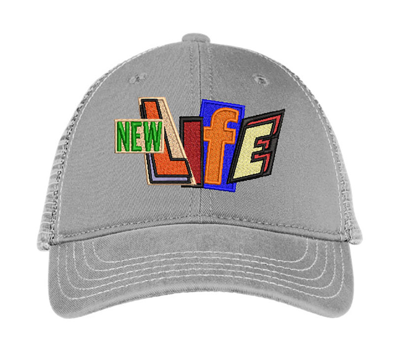 New Life 3d Puff Embroidery logo for Cap.
