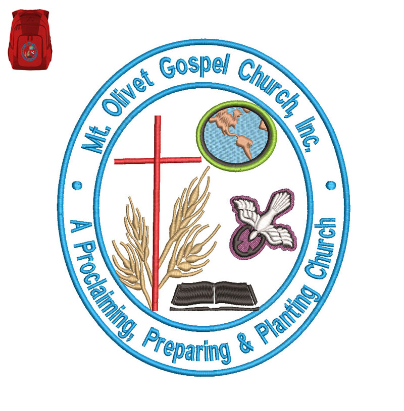 Olivet Gospel Church Embroidery logo for Bag.