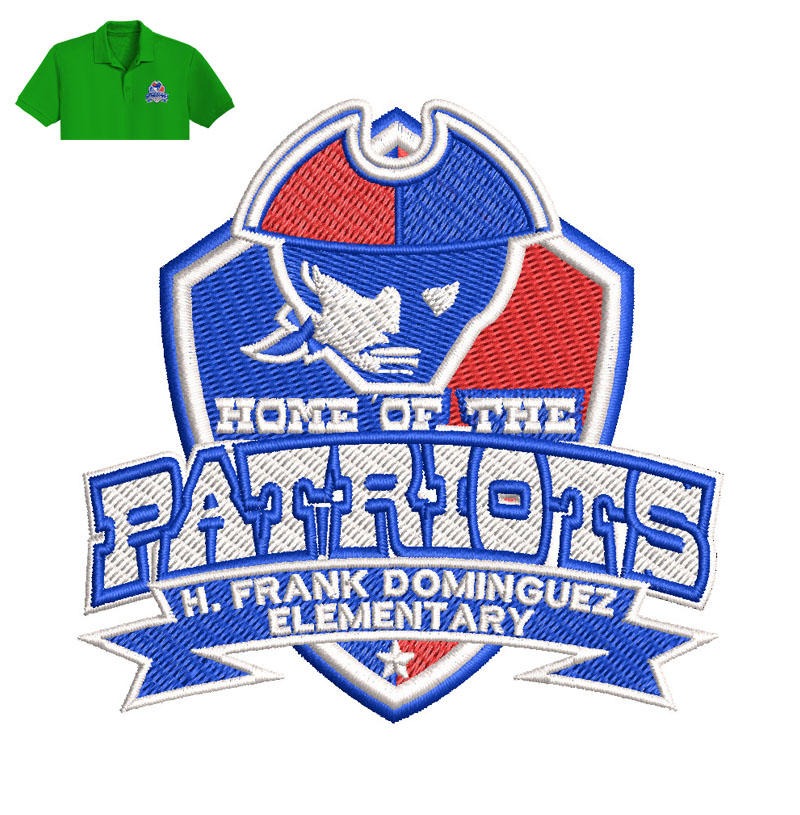 Patriots Embroidery logo for Polo Shirt.