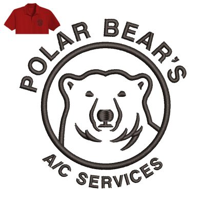 Polar Bear Embroidery logo for Polo Shirt.