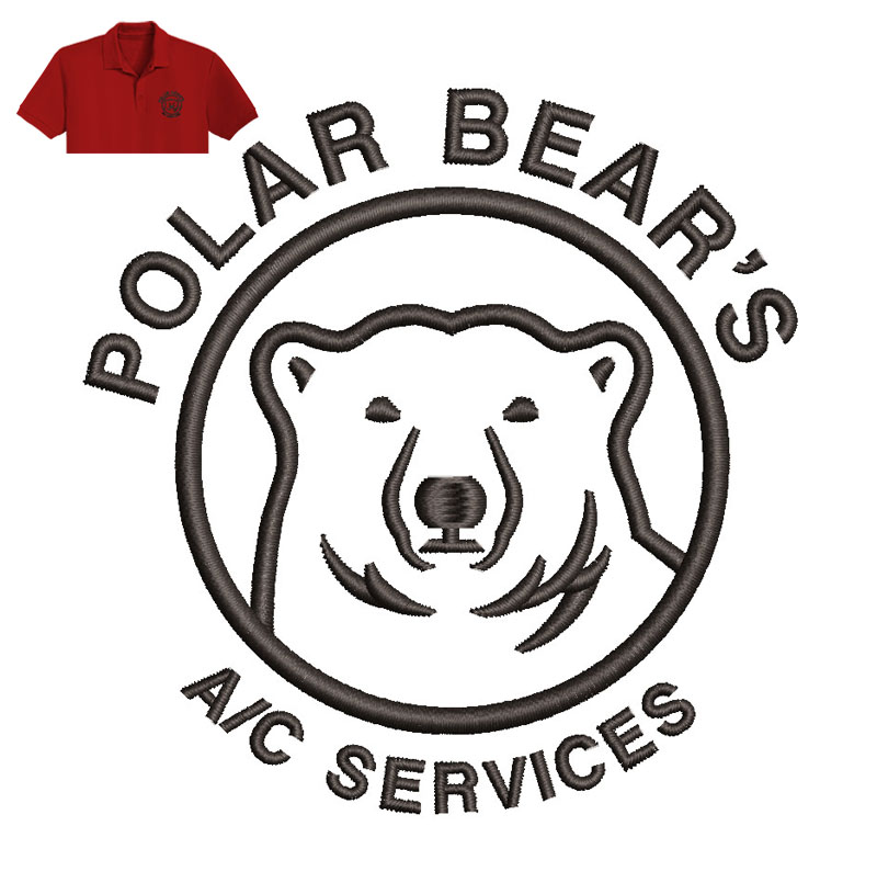 Polar Bear Embroidery logo for Polo Shirt.