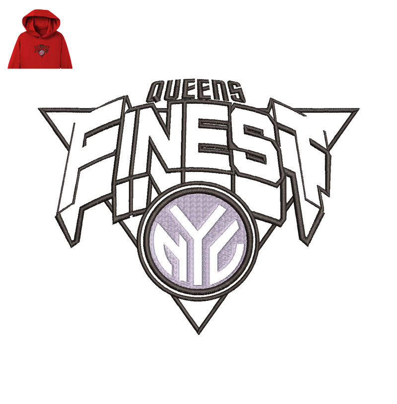 Queens Finest NYC Embroidery logo for Hoodie.