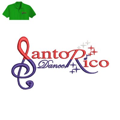 Santo Rico Dance Embroidery logo for polo Shirt.