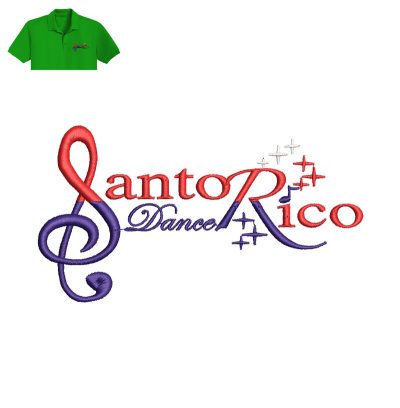 Santo Rico Dance Embroidery logo for polo Shirt.