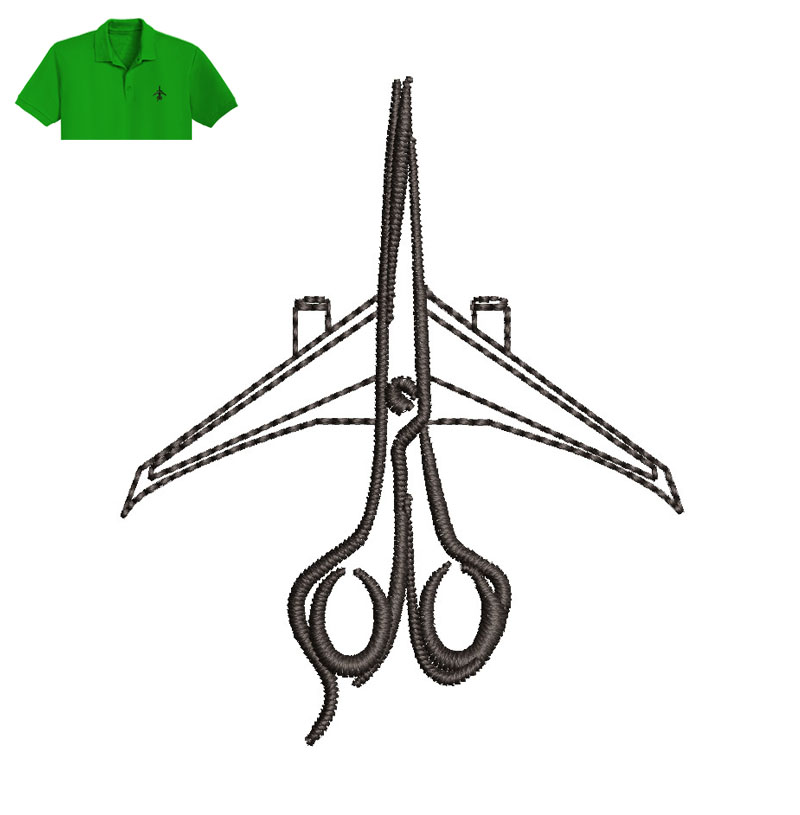 Scissors Embroidery logo for Polo Shirt.