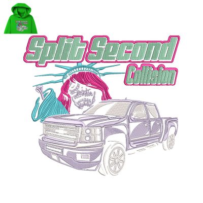 Split Second Collision Embroidery logo for Hoodie.