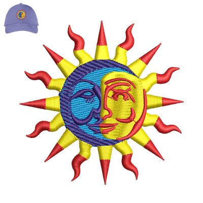 Sun And Moon Embroidery logo for Cap.