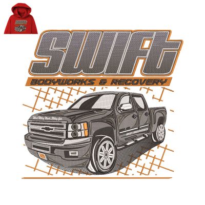 Swift Bodyworks Recovery Embroidery logo for Hoodie.