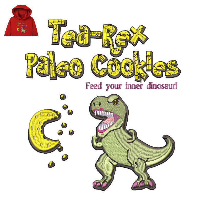 Tea Rex Paleo Cookies Embroidery logo for Hoodie.