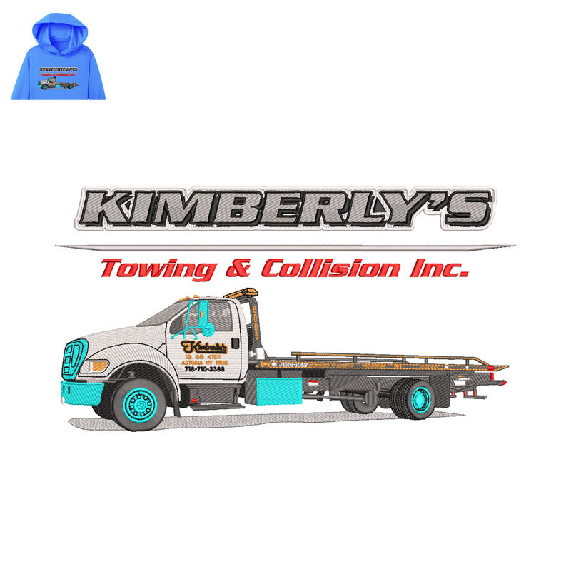 Kimberly Towing Embroidery logo for Hoodie.