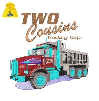 Two Causins Trucking Embroidery logo for Hoodie.