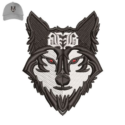 Wolf Head Embroidery logo for Cap.