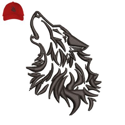 Wolf Head Embroidery logo for Cap.