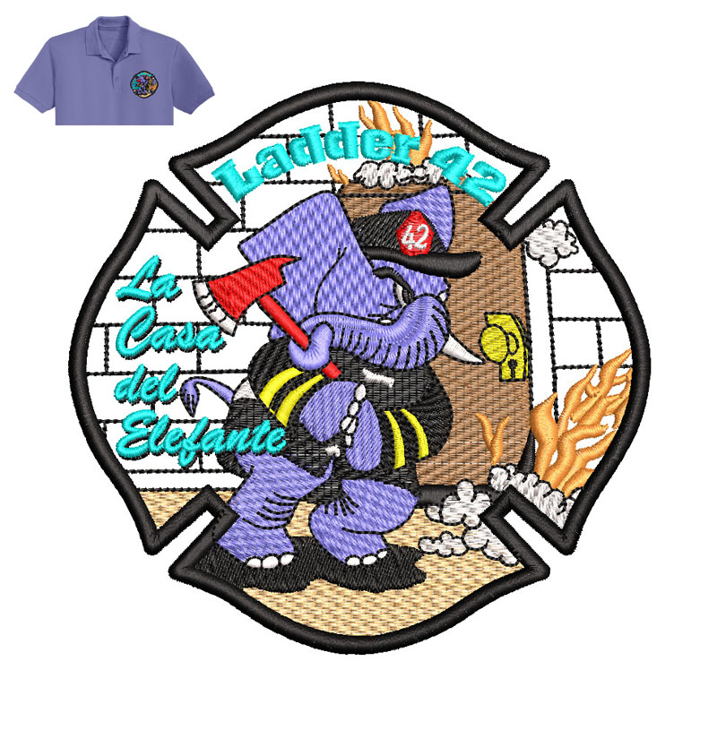 Laddaer Elefante Embroidery logo for Polo Shirt.